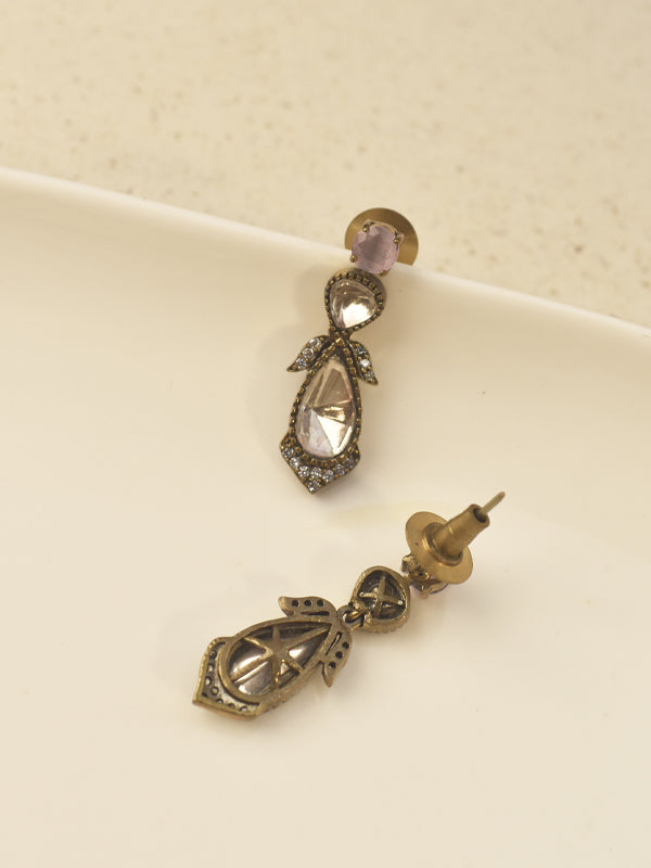 Pink and white Stone Necklace Set | White Kundan Necklace Set