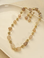 Load image into Gallery viewer, Beautiful Stone Necklace | Delicate Floral accents Golden Beads Necklace
