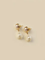 Load image into Gallery viewer, Pearl Necklace with Gold Clasps | Single Line Uniquely Shaped Necklace
