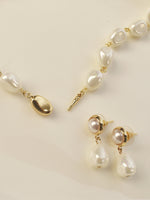 Load image into Gallery viewer, Pearl Necklace with Gold Clasps | Single Line Uniquely Shaped Necklace
