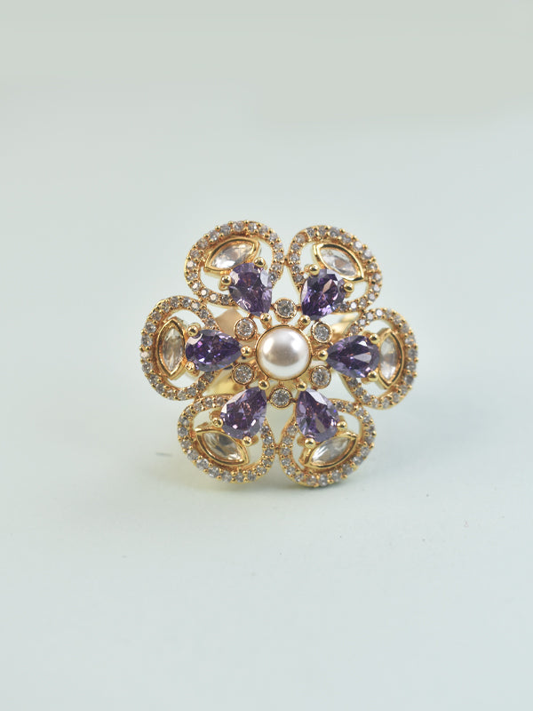 Majestic Floral Cocktail Ring | Stunning Floral Statement AD Ring