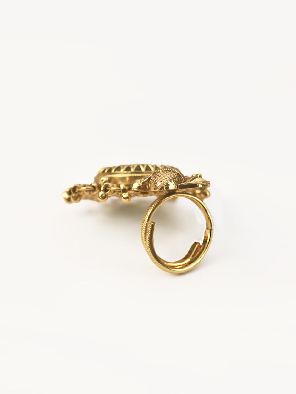 Traditional Ethnic Statement Ring | Golden Ring of Lord Ganesha Style