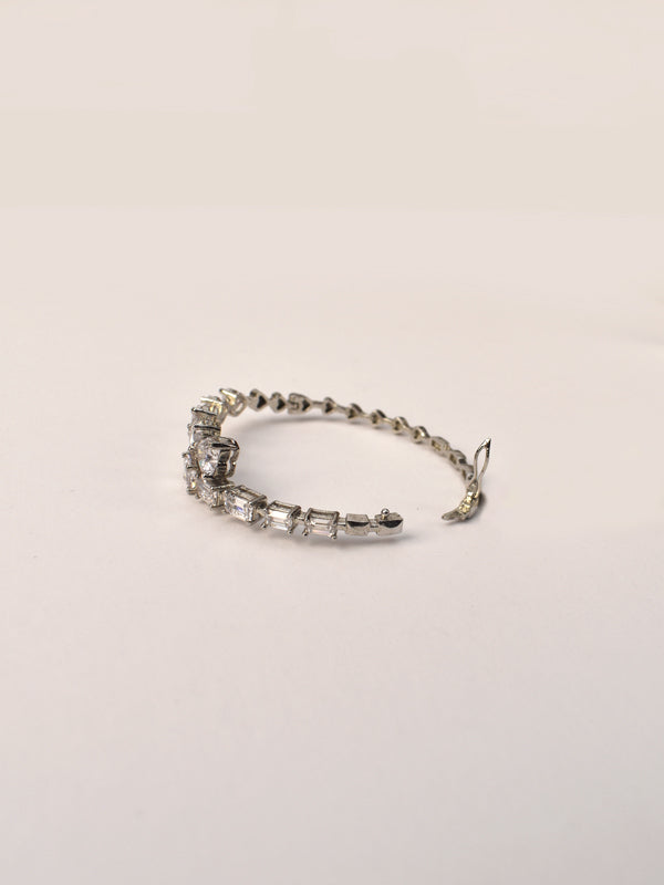 Silver-toned Cut Clear Stones Bracelet | Stylish AD Bracelet