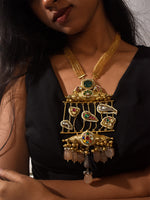 Load image into Gallery viewer,  ornate golden necklace with gemstones 
