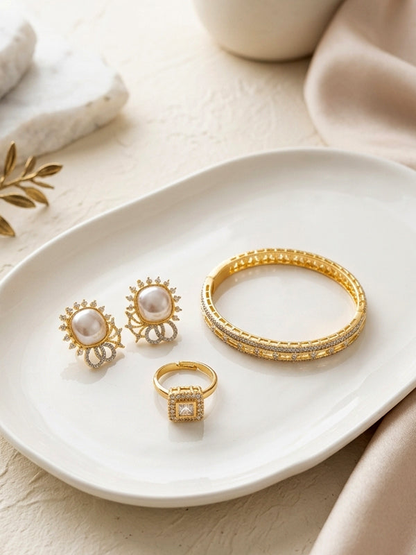 Bracelet, Ring and Earring Combo Set | Trendy Modern Jewelry Combo