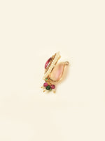 Load image into Gallery viewer, Traditional Indian Nose Ring Red Gemstone | Teardrop-Shaped Red Gemstone Nath
