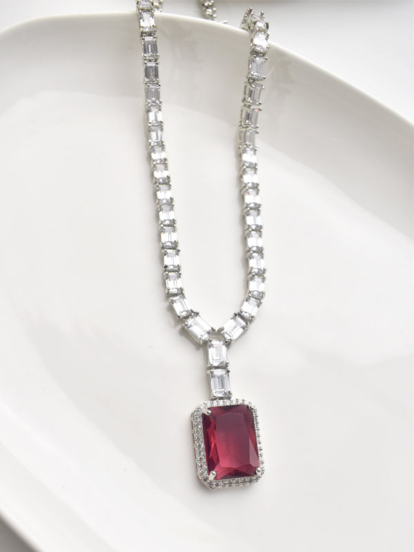 Necklace with a Red Gemstone Pendant | Beautiful Party Wear Necklace set