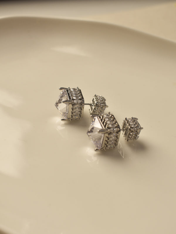 Radiant Square Solitaire Studs | Icy Princess Double-Sided CZ Studs