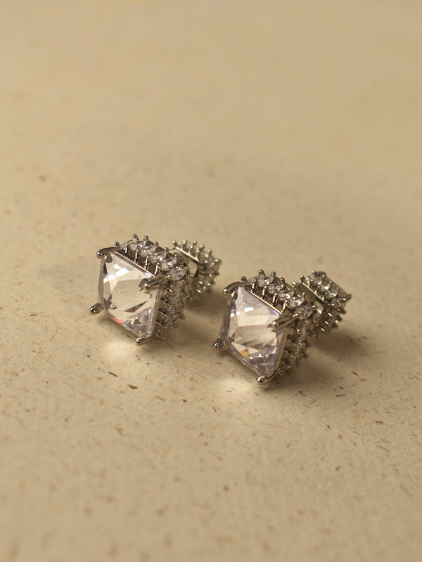 Radiant Square Solitaire Studs | Icy Princess Double-Sided CZ Studs