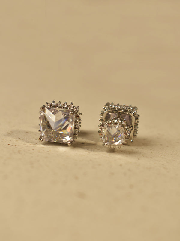 Radiant Square Solitaire Studs | Icy Princess Double-Sided CZ Studs