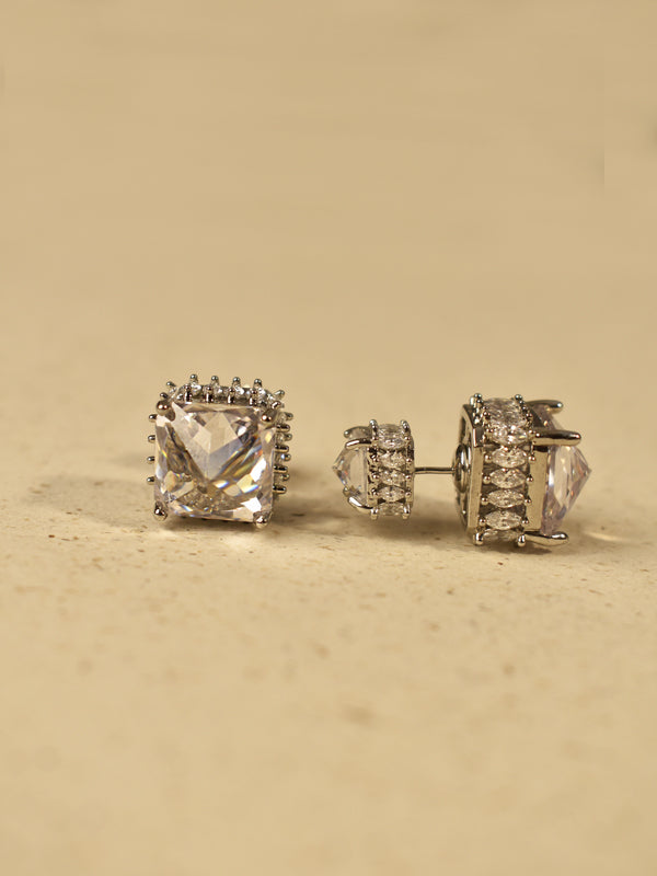 Radiant Square Solitaire Studs | Icy Princess Double-Sided CZ Studs