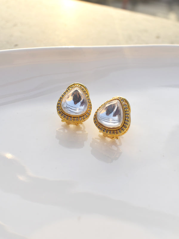 Kundan Stud | Golden Polish Earrings