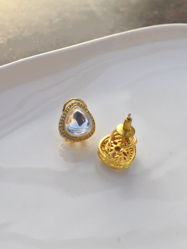 Kundan Stud | Golden Polish Earrings
