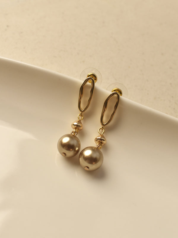 Pearl Necklace with Square Pendants | Champagne Golden Double-Strand Pearl Mala