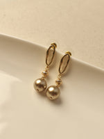 Load image into Gallery viewer, Pearl Necklace with Square Pendants | Champagne Golden Double-Strand Pearl Mala
