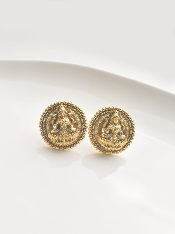 Golden Necklace with a Circular Pendant  | Traditional Necklace Set with Pendant