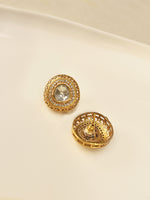 Load image into Gallery viewer, Traditional Necklace with Multiple Clear Round Kundan | Golden Polish Kundan Necklace Set
