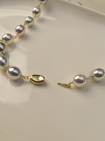 Load image into Gallery viewer, Orbit Two-Tone Metallic Pearl Necklace Set | Pearl Necklace with Golden Chain
