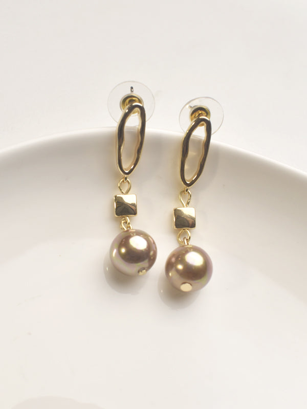 Pearl Necklace with Square Pendants | Long Pearl Necklace