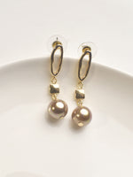 Load image into Gallery viewer, Pearl Necklace with Square Pendants | Long Pearl Necklace
