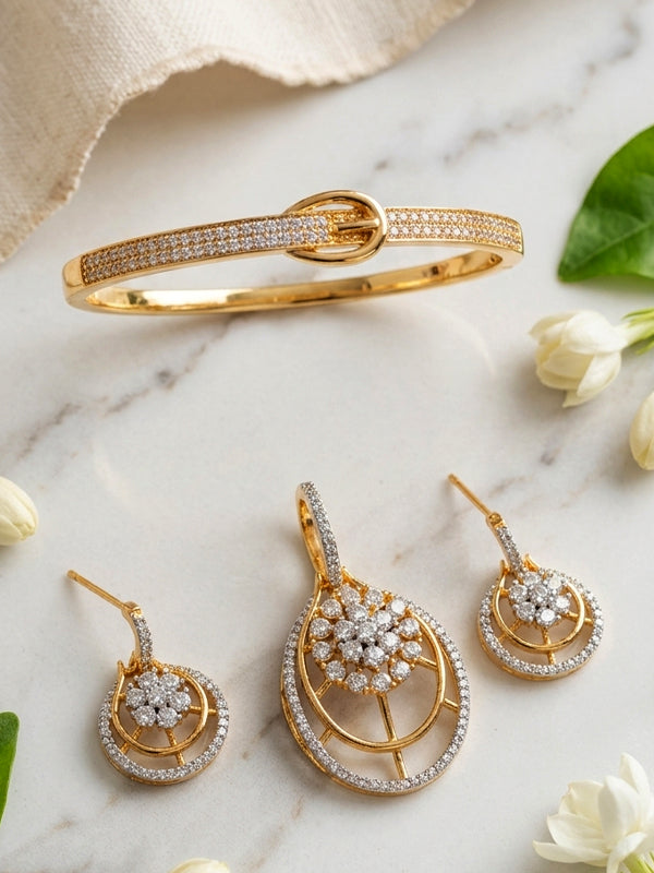Stone Pendant and Bracelet Combo | Modern Jewelry Combo Set