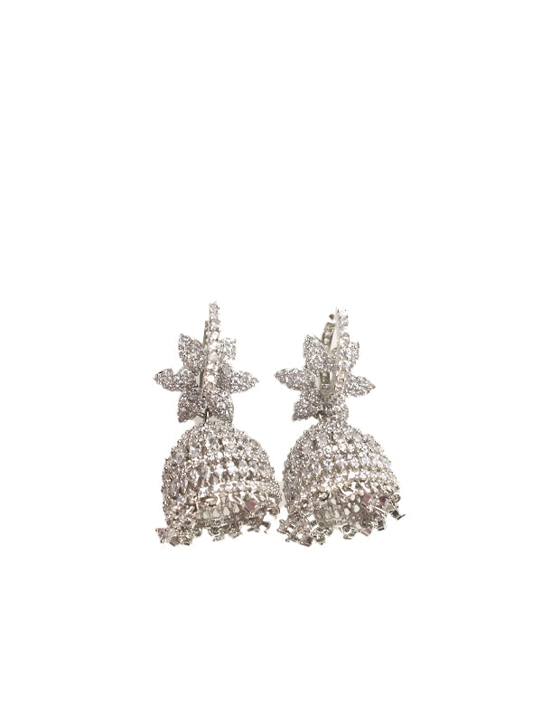Beautiful White Stone Earrings | Stylish Jhumkas for Women