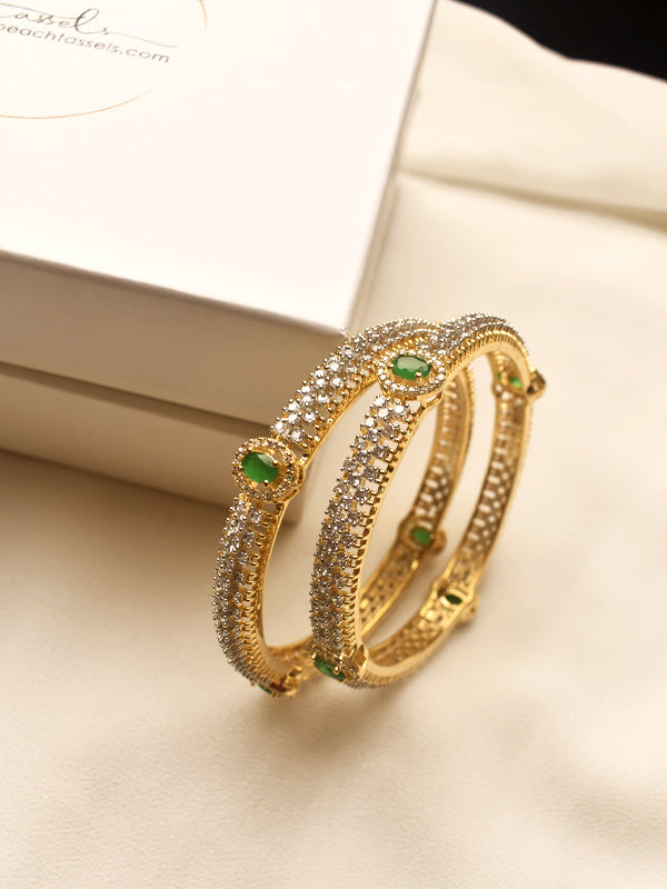 AD Bangles with Green stones 