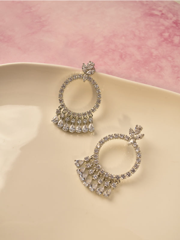 AD Earring with Dangling Teardrop-shaped