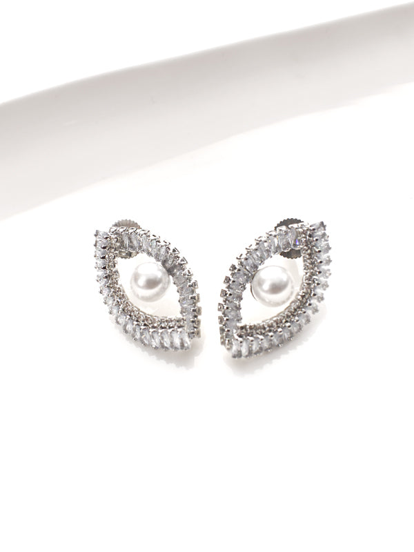AD Earrings with Pearl Centers 