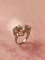 Load image into Gallery viewer, AD Ring with a Central Champagne Color Gemstone 
