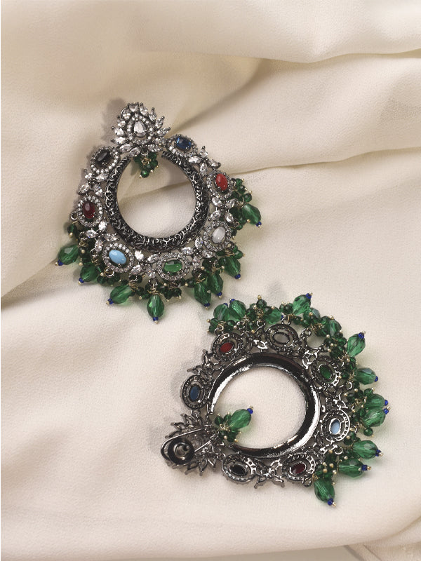 Ad Earring With Green Beads