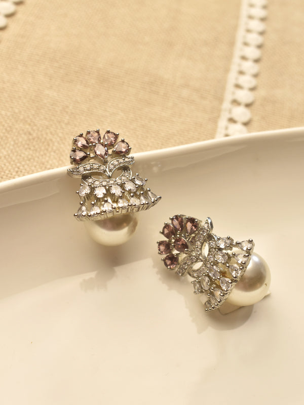 Ad Studs with White Pearl | White Stone Studs