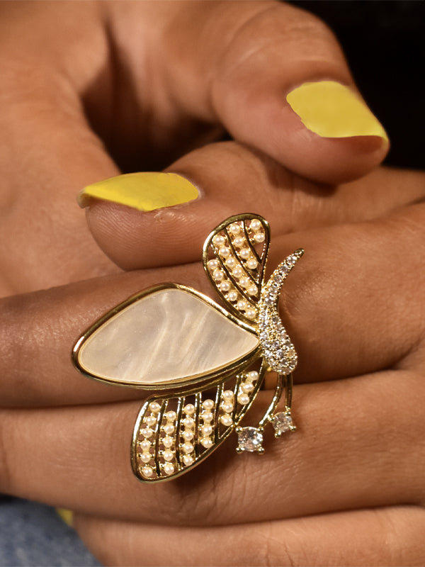 Anti Tarnish Butterfly Ring | Mother of Pearl Finger Ring