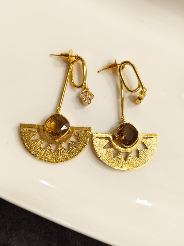 Stylish Golden Polish Earring | Anti Tarnish Stone Earrings