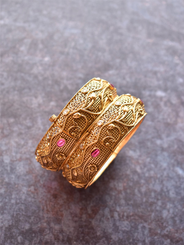 Antique Gold Bangles Gold Plated Bangles - Main Image