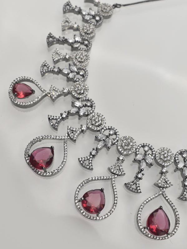 Antique Polish Necklace Set | Red Stone Necklace Set