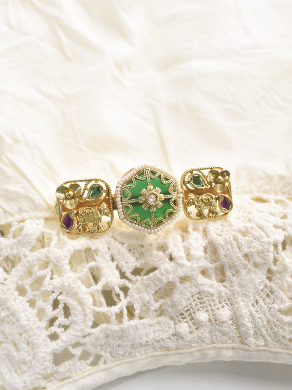 Antique elephant two finger statement ring | temple style double finger ring