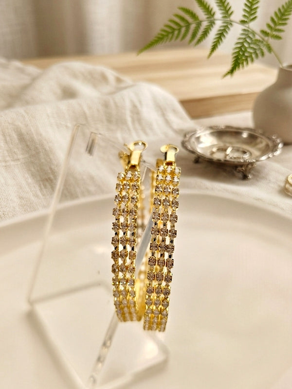 Aurelia Royal Triple-Row Crystal Hoop Earrings 