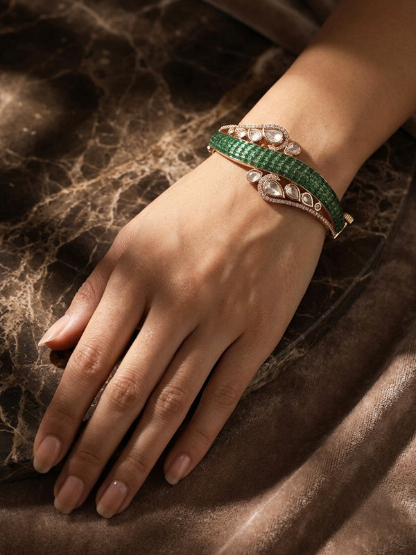 Baguette Green & Polki Swirl Bracelet
