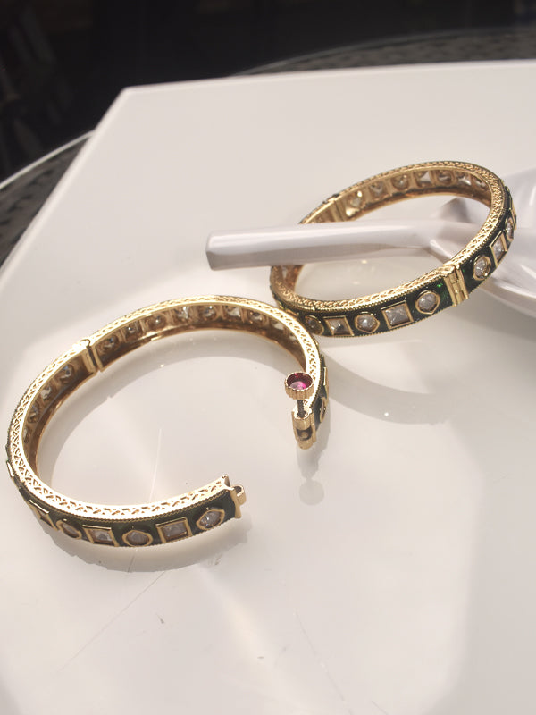 Designer Kundan Bangles | Golden Polish Beautiful Bangles