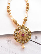 Beaded Necklace With Golden Pendant