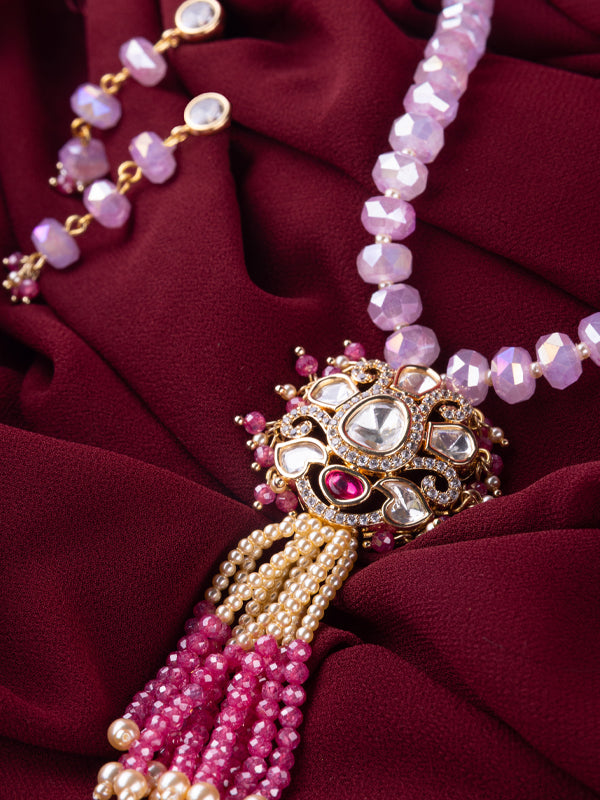 Beaded Necklace with Kundan Stone