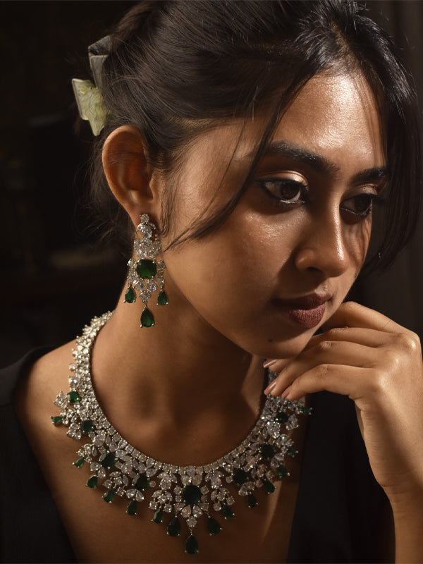 Bridal Stone Necklace Set |  Green Necklace Set