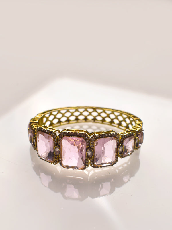 Big Pink Stone Bracelet | White Bracelet