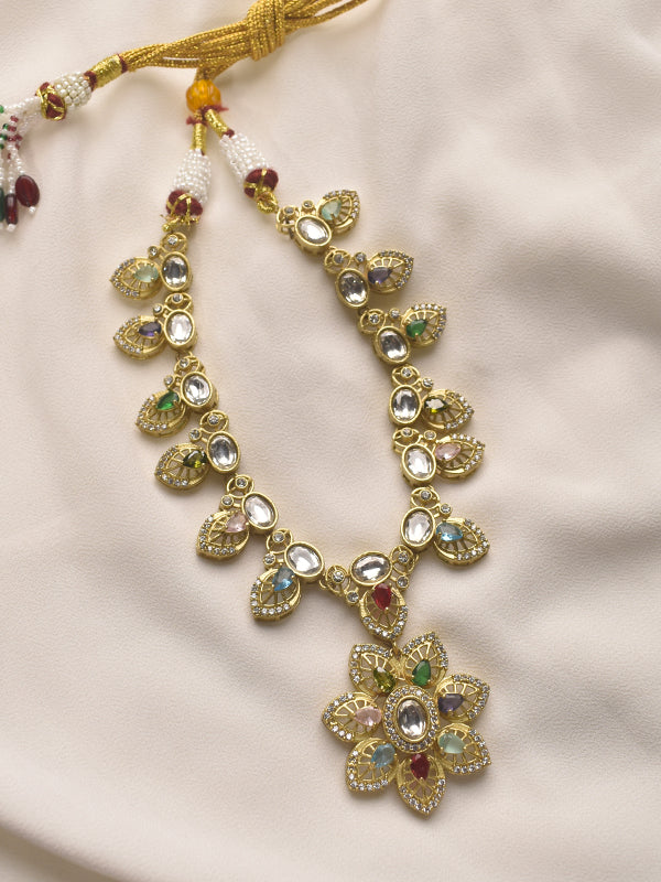Multi Color Stone Necklace Set | Beautiful Kundan Set