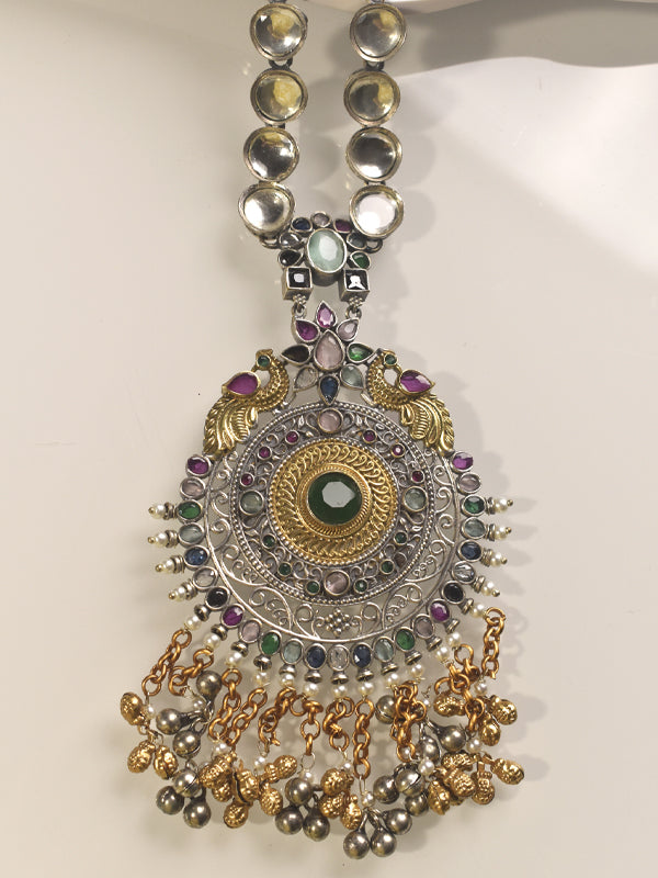 Long Metal Necklace set | Beautiful Meatal Necklace with Kundan