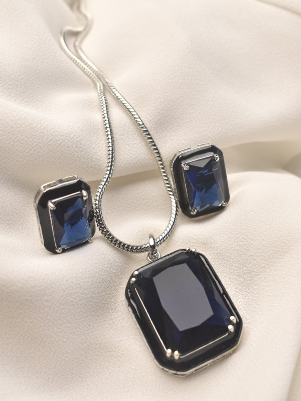 Beautiful Stylish Designer Deep Blue Pendant set