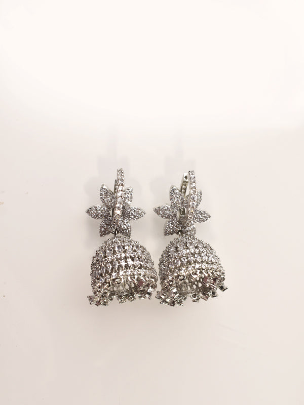 Beautiful White Stone Earrings | Stylish Jhumkas for Women