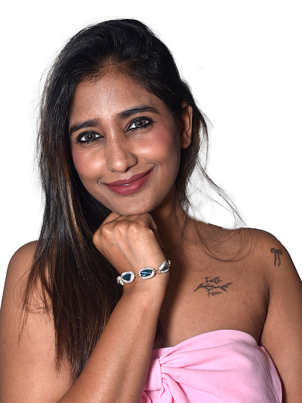 Beautiful Design Bracelet for women | Woman wearing a Bracelet with Bule Stones