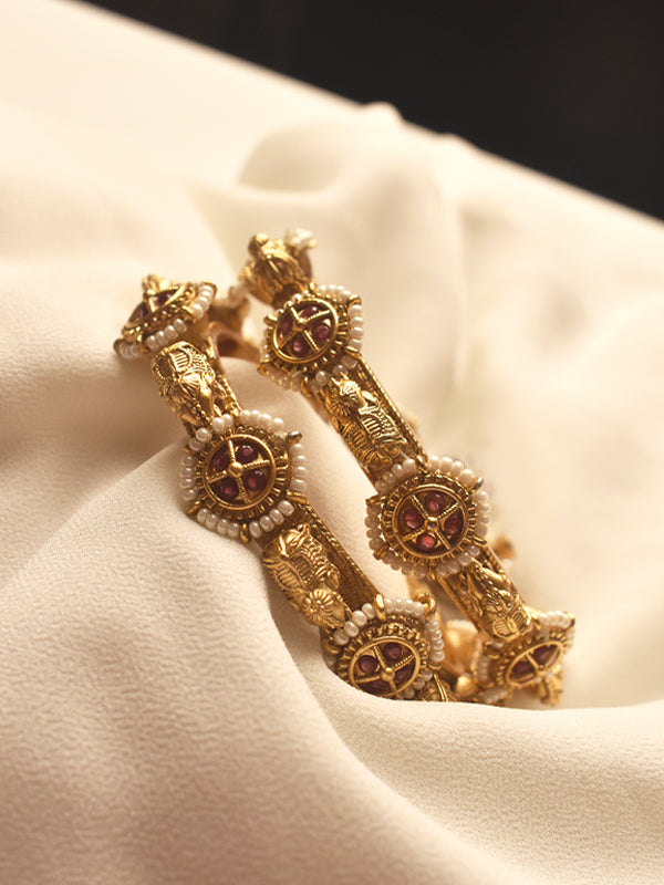 Beautiful Golden Bangles with Beads